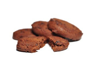 Choco chip cookies isolated on white background. Choco chip chocolate biscuit