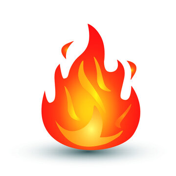 Fire burn emoji flames icon isolated on white background. Vector illustration social media Facebook Whatsapp Instagram Apple Google chat comment reactions, icon template