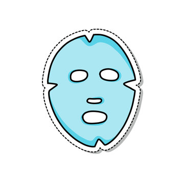 Face Sheet Mask Doodle Icon, Vector Sticker Illustration