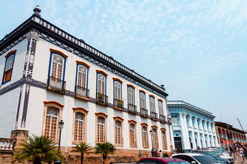 Fototapeta na wymiar Facade of an old mansion in São João del-Rei