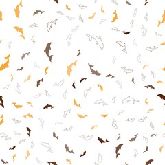 Light Orange vector seamless template with dolphins. Shining illustration of colorful gradient sea dolphins. Pattern for websites of animals.