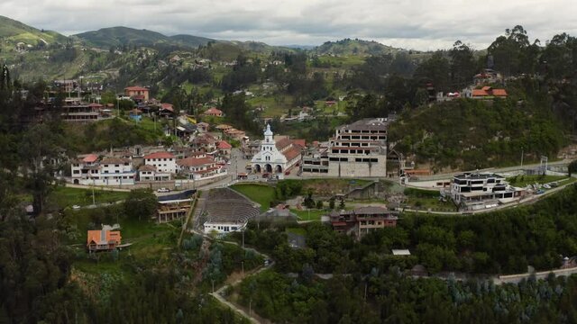 Cuenca, ecuador aerial view drone footage, with the cathedral