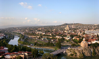 Fototapeta na wymiar Tbilisi city panorama from Narikala Fortress in Georgia.