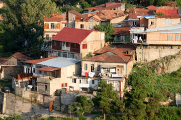 Fototapeta na wymiar Georgian old houses at Tbilisi in Georgia.