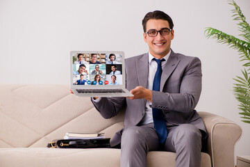 Concept of remote video conferencing during pandemic