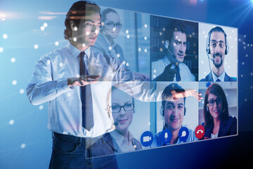 Concept of remote video conferencing during pandemic