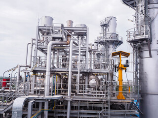 Heat recovery steam generator and sky in Combined-Cycle Co-Generation Power Plant which it so beautiful and popular to background power plant concept.