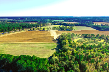 Fototapeta na wymiar Aerial Drone View Of Farmland