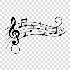 Music notes wave design with swirls, eps10 vector illustration.
