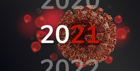 Corona Virus 3d-illustration year 2021 background