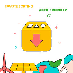 Separate garbage waste filled line icon, simple illustration