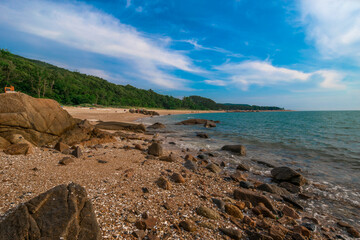 Landscape view of Silmi Beach on Muuido Island, near Incheon, South Korea. 