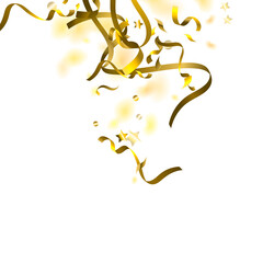 Holiday Serpentine. Gold Foil Streamers Ribbons.