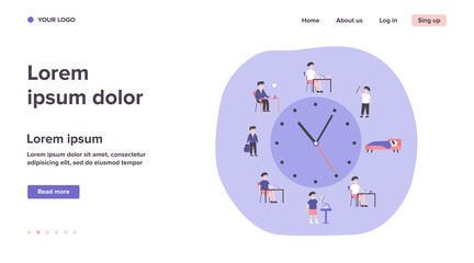 Kid life schedule flat vector illustration. Cartoon schedule including breakfast, eating, school, hobby, sleeping. Health activity and daily routine concept