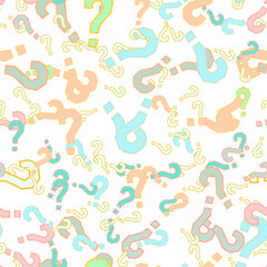 Quiz seamless pattern. Question marks, doubt, faq