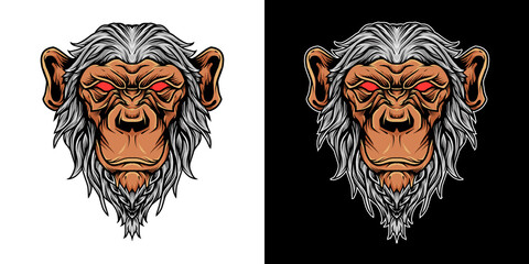 Chimp Head Mascot Logo Illustration
