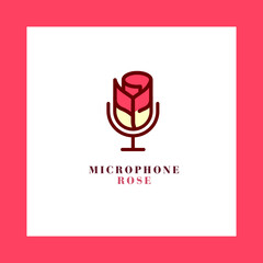 microphone rose logo, rose logo, red wine label