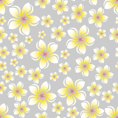 Fototapeta na wymiar Random frangipani flower seamless repeat pattern background