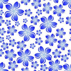 Fototapeta na wymiar Random frangipani flower seamless repeat pattern background