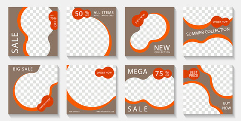 Fototapeta premium Social media web banner post layouts design with photo frames and sale text. 