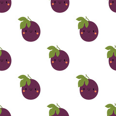 Kawaii Cartoon Passion Fruit. Patterns