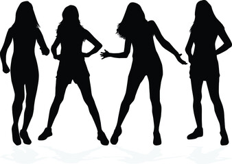 Women silhouettes on a white background.