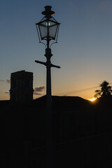 Sunset over buildings in Plaza Mayor, Trinidad