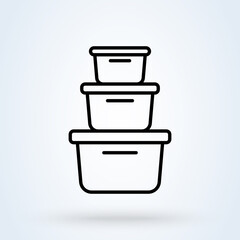 Plastic food containers outline icon. linear style sign for mobile concept and web design. line vector icon. Symbol, logo illustration.