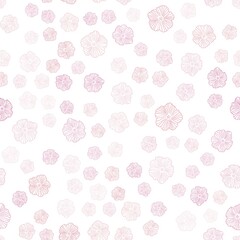 Light Pink vector seamless natural backdrop with flowers. Colorful illustration with flowers in doodle style. Template for business cards, websites.