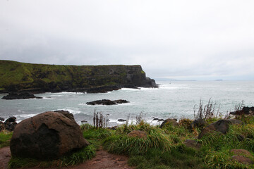 The Giant's Causeway is an area of about 40,000 interlocking basalt columns, the result of an...
