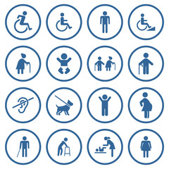 people accessibility sign icon set vector symbol illustrations isolated white background