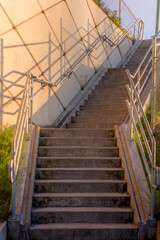 Stairwell Lit By Golden Light