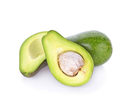Fresh silce of avocado isolated on white background