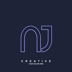 stock vector N J letter logo creative minimal design template elegant icon premium