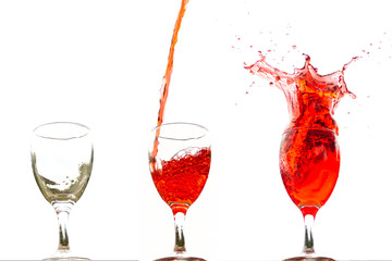 The glass line shows pouring red wine over the glass to celebrate the happy moment.