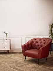 modern classic interior design of white room with armchair 3d render background
