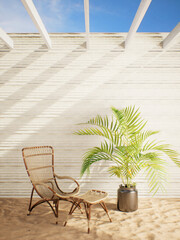 lounge on the beach design with wood wall