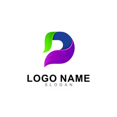 initial letter D logo 3d style design template