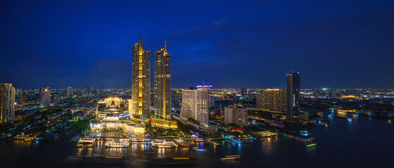 perspective night scenery of Iconsiam is a mixed-use development on Chao Phraya River banks in...
