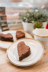 chocolate brownie on white dish