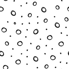 Hand drawn circles seamless pattern. Random dots loop texture background.