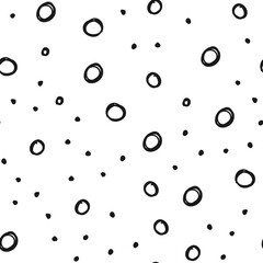 Doodle circles seamless pattern. Black dots texture background.