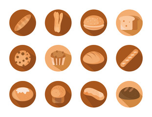 bread menu bakery food product block and flat icons set