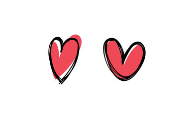 Heart doodles collection. Hand drawn hearts. Vector illustration set.