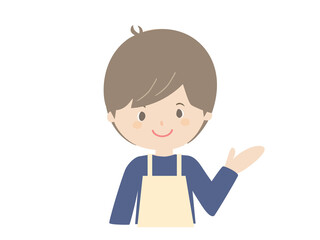 Illustration of a young man wearing an apron