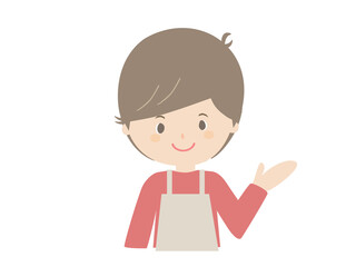 Illustration of a young man wearing an apron