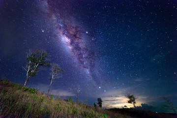 Beautiful nightscape with Starry and Milky Way Galaxy rising in Kudat Sabah North Borneo. Image...