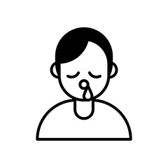 Obraz na płótnie Canvas person with runny nose covid19 symptom line style icon