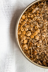 chamomile on  a bowl for tea