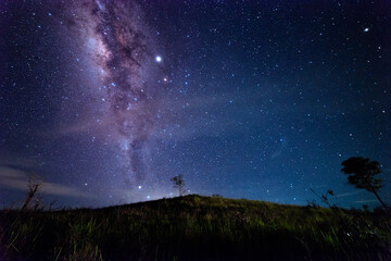 Beautiful nightscape with Starry and Milky Way Galaxy rising in Kudat Sabah North Borneo. Image...